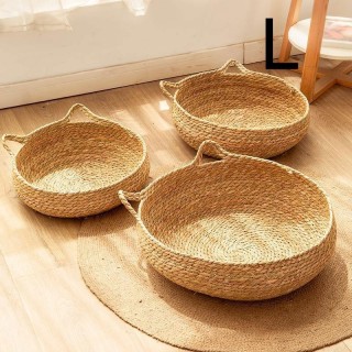 1PC Sommer Kühlen Nest Universal Kleine Haustier Nest Rattan Katze Bett Katze Nest Korb Atmungsaktiv S khaki