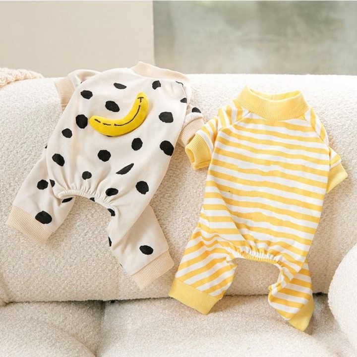 Baumwolle Kawaii Haustier Gestreifter Overall Hundekleidung für kleine Hunde Cartoon-Muster Hundepyjama Chihuahua Kätzchen We