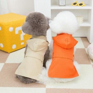 Windjacke für Haustiere, mit Kapuze, zweibeiniger Mantel, winddicht, wasserdicht, mit taillierter Außenjacke, Haustier-Hundek