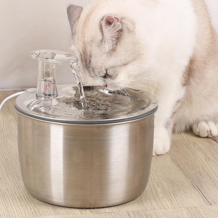 Haustier Wasserspender 304 Edelstahl Automatische Zirkulation Wasserbrunnen Katze Hund Trinken basic model