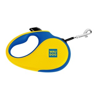 WAUDOG R-leash Hundeleine, Muster „Colors of freedom“, reflektierendes Band S blau/gelb