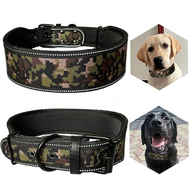 Bequemes, breites Hundehalsband. Ultraweiches, gepolstertes Hundehalsband mit Neopren. Robustes, verstellbares, reflektierend