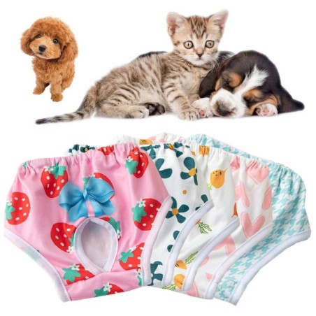 Hundewindeln Physiologische Hose Welpe Damenhöschen Shorts Unterwäsche Waschbar Hündin Diper Höschen Haustier Hund Katze Klei