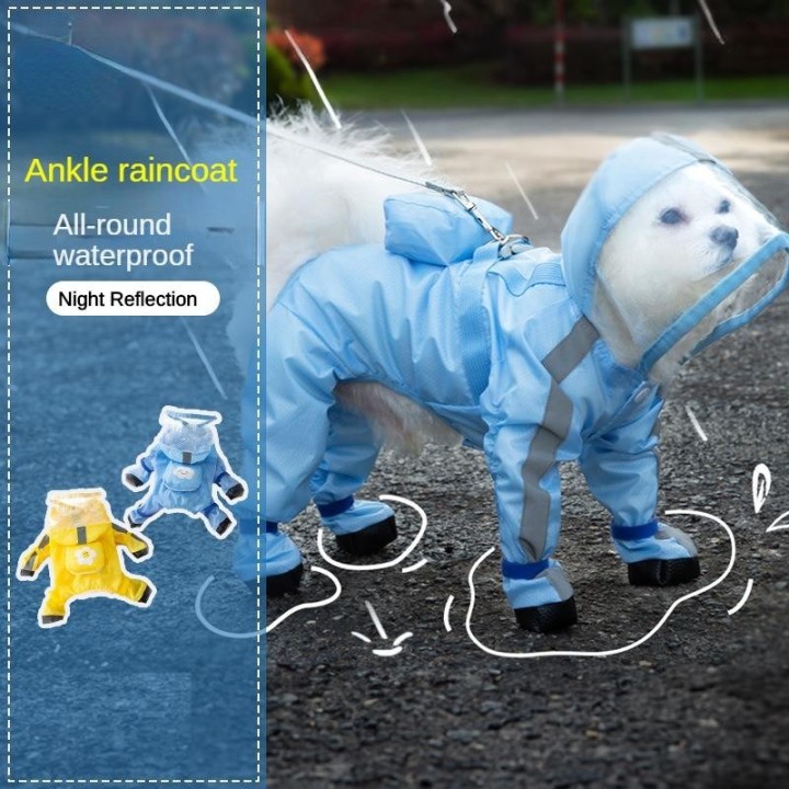 Wasserdichte Regenmäntel für Welpen, reflektierende Regenjacke mit Kapuze für kleine und mittelgroße Hunde, Poncho mit Riemen