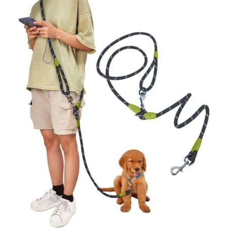 Robuste freihändige Hundeleine aus Nylon mit reflektierender Hundekette, Zugseil für Lauftraining für kleine, mittelgroße und