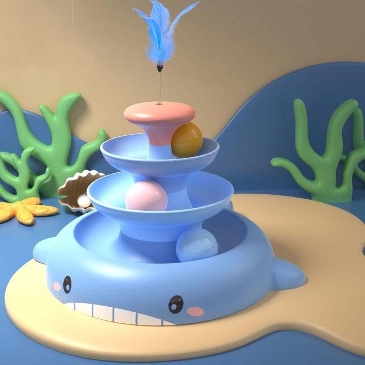 Katze Swivel Spielzeug Ball Selbst Interessant Delphin Design Mit Federn Pet Stick Lustige Auto Kombination Liefert