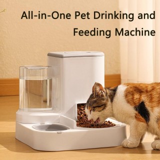 2-in-1-Futterautomat für Haustiere, großer Trinkbrunnen für Katzen, Wasserspender, Futternapf für Hunde, Trocken-Nass-Trennun