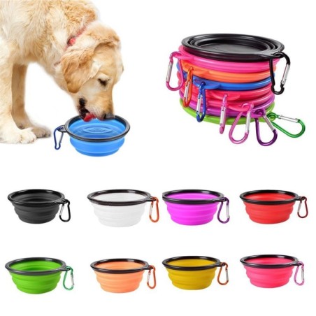 Zusammenklappbarer Futter- und Wassernapf für Hunde aus Silikon für den Außenbereich, Camping, Reisen, tragbar, zusammenklapp