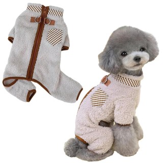 Hunde-Wintermantel, weicher Fleece-Pyjama, warme Haustierjacke, Weste mit Leine, D-Ring, gemütlicher Einteiler, Overall, Bekl