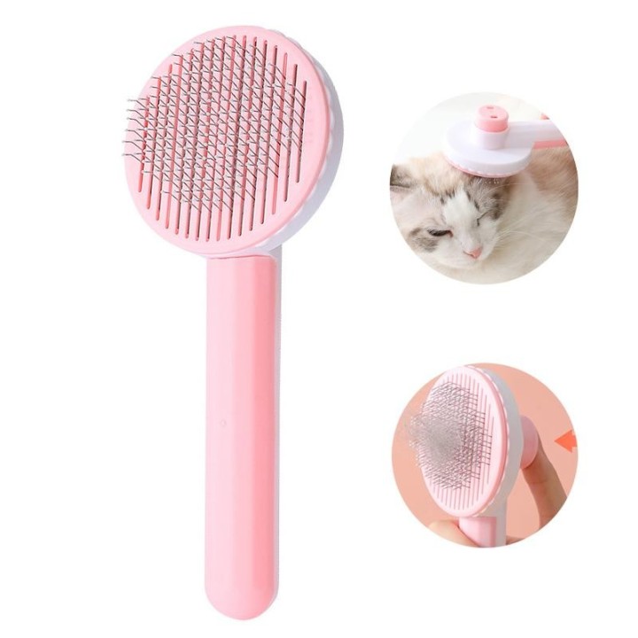 Haustier-Haarentfernungskamm, Katzenbürste, selbstreinigende Zupfbürste für Katzen, Hunde, Haarentferner, Schaber, Haustierpf