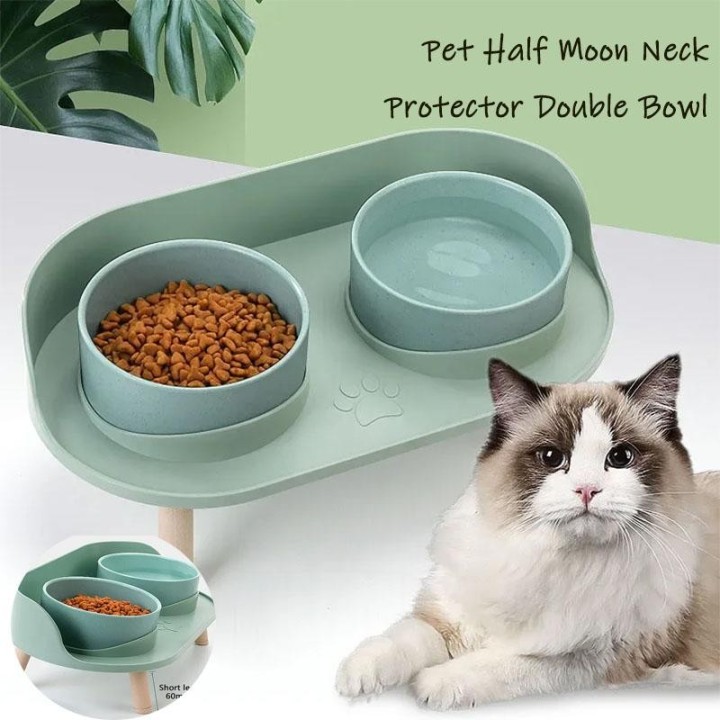 Doppelte Katzennäpfe mit Neigungsschutz, Futternapf für den Gebärmutterhals, rutschfest, Wassernapf für Katzen, Futternapf fü