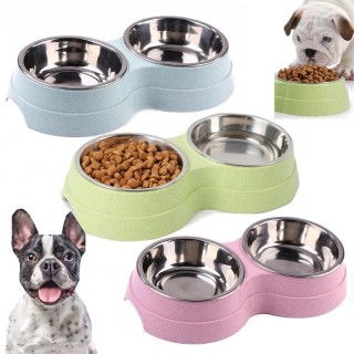 Doppel Pet Schüsseln Hundefutter Wasser Feeder Edelstahl Pet Trinken Feeder Dish Katze Welpen Fütterung Liefert Kleine Hund Z
