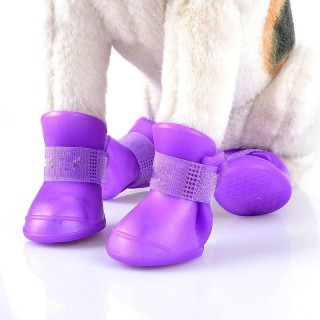 4 Stück wasserdichte Regenschuhe für Haustiere, rutschfeste Gummistiefel für kleine, mittelgroße und große Hunde, Katzen, Out