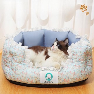 Neue Haustiernestmatte aus Spitze, Schlafmatte für Hunde, frisches Blumenmuster, Katzennest, süßer Stil, universell für alle