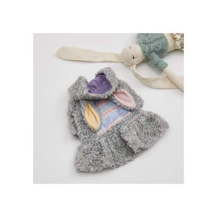 Grauer Kaninchen-Kaschmirmantel, bestickte Kleidung, Haustierkleidung, Hundekleidung, Herbst- und Winter-Kaschmirjacke, warme