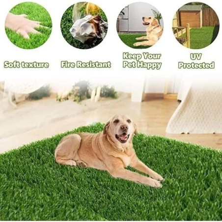 Hundegrasunterlage, Kunstrasen für Hunde, Kunstrasen-Pipiunterlage für Welpen, Töpfchentraining, für drinnen und draußen, Pre