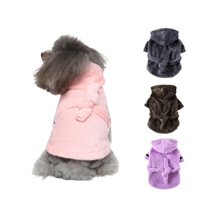 Welpen-Bademantel, superweich, Kälteschutz, Schlafmantel, Katzen-Badetuch, Haustiermantel XL rosa