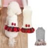 Haustier Pelzkleid Weiß Grau Strickpullover Gespleißt Schleife Karierter Rock Wollmantel Pullover Hund Weihnachtskleidung Wel