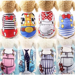 Cartoon-Hundeweste, atmungsaktiv, Sommer-Haustierkleidung, niedlicher Druck, kleine Hunde-Shirts, weiche Baumwolle, Katzenwes