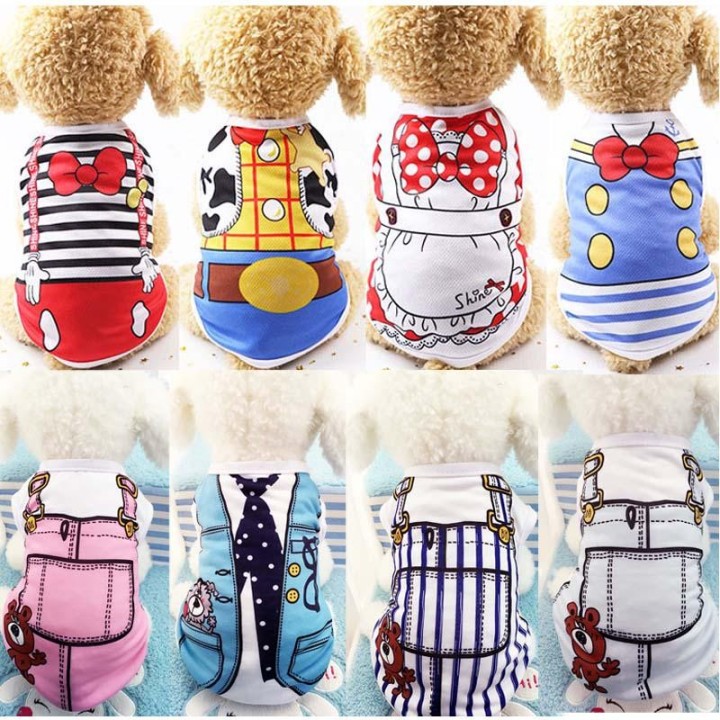 Cartoon-Hundeweste, atmungsaktiv, Sommer-Haustierkleidung, niedlicher Druck, kleine Hunde-Shirts, weiche Baumwolle, Katzenwes