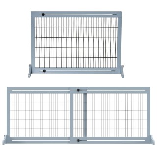 PawHut Hunde Absperrgitter aus Holz, Ausziehbares Türschutzgitter, Hundegitter