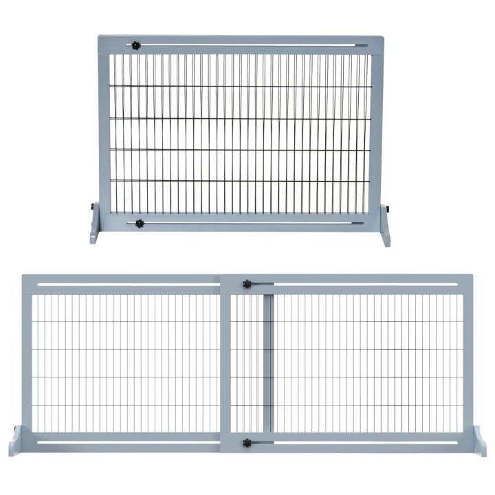 PawHut Hunde Absperrgitter aus Holz, Ausziehbares Türschutzgitter, Hundegitter