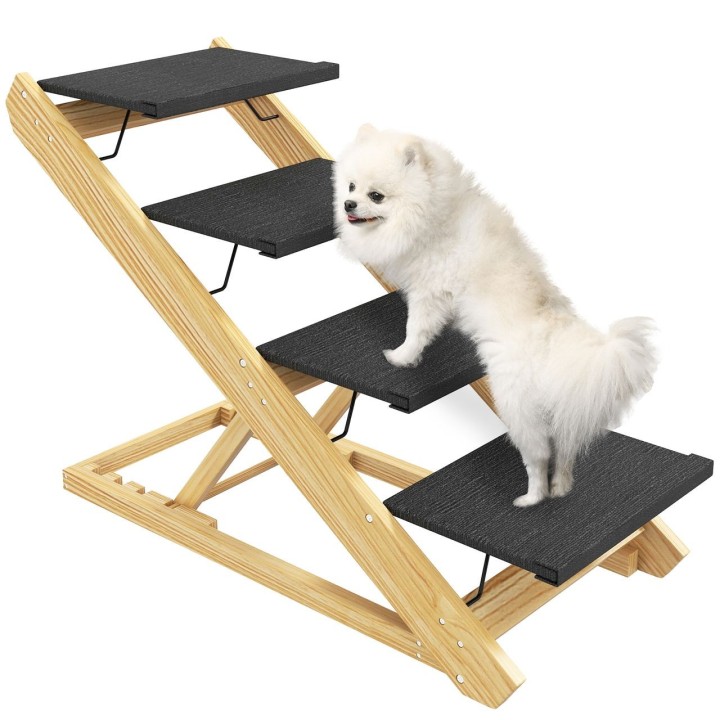 PawHut Hundetreppe 4-stufige 62,5 cm Höhenverstellbar Haustiertreppe für Bett