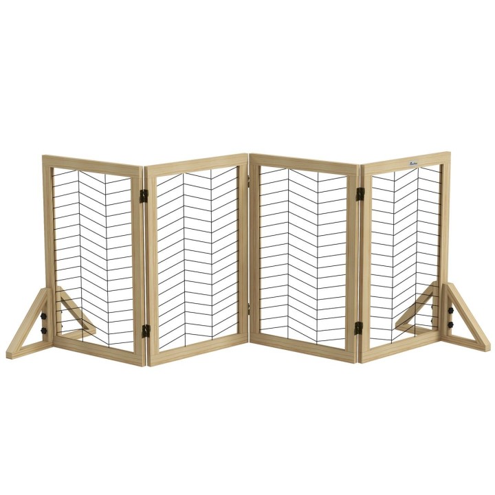 PawHut Hunde Absperrgitter aus Holz, Türschutzgitter, Klappbares Hundegitter