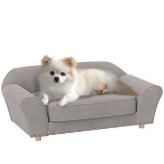 PawHut Hundesofa, Hundebett mit Nietendekoration, für kleine Hunde, 10 kg, Grau