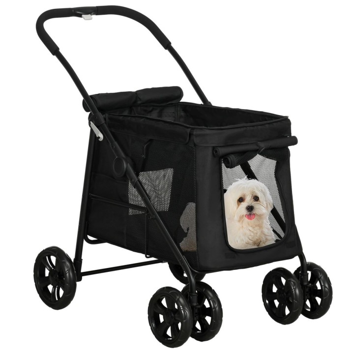 PawHut Hundewagen, Hundetrolley mit Kissen, faltbarer Hundebuggy, Katzenbuggy