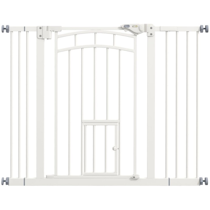 74-100 cm Hunde Treppenschutzgitter, Hundeabsperrgitter mit Katzenklappe