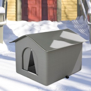 Katzenhaus für Freigängerkatzen, Streunerunterschlupf, Hundebett, warm isoliert, Kätzchenhöhle, wetterfest Gray S