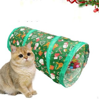 Cat Activity Maze featuring Christmas Ball, Foldable Indoor Tunnel short