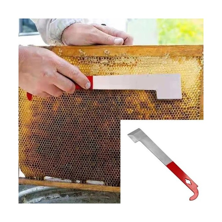 Edelstahl-Bienenstockwerkzeug, Rahmenheber, J-förmiger Haken, rot, 27 cm, Honigmesser, Bienenstockschaber, Bienenzuchtwerkzeu