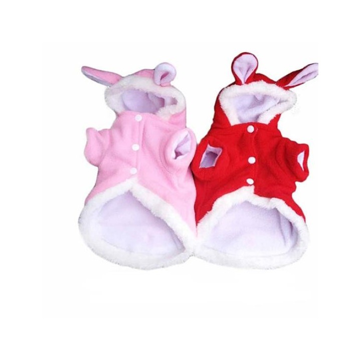 Bequemer Kaninchen-Kapuzenpullover, Haustier-Welpen-Kleidung, Mantel, Bekleidung XS rot