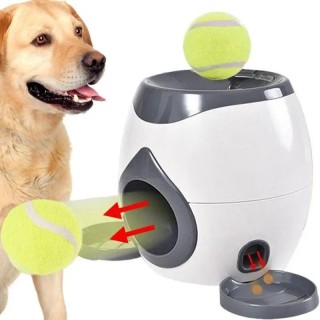 Hundespielzeug, 2-in-1-Tenniswerfer, automatische Wurfmaschine, Ballwurfgerät für Haustiere, interaktives Futterspielzeug für
