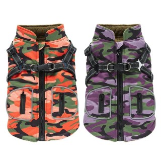 Winterkleidung für Hunde, warmer Hundemantel mit Geschirr, für Welpen, französische Bulldoggen, wasserdichte Weste für kleine