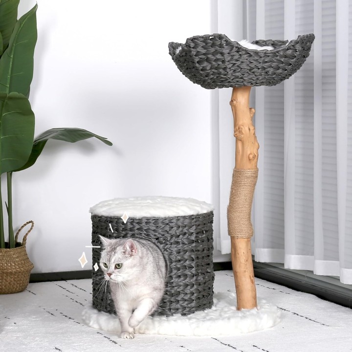 Moderner Katzenbaum für Hauskatzen, Luxus-Baumhaus, Kratzbaum aus echtem Holz, Geschenke für Liebhaber - Einzigartig,