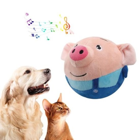 Interaktiver, bellender Plüsch-Hundespielzeugball, integrierter Musik-Sound, der über USB wiederaufladbar ist, abnehmbares, s