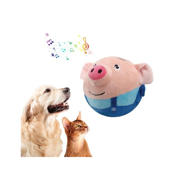 Interaktiver, bellender Plüsch-Hundespielzeugball, integrierter Musik-Sound, der über USB wiederaufladbar ist, abnehmbares, s