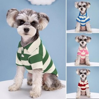 Haustierweste, kontrastfarben, gestreift, Hunde-T-Shirt, weich, atmungsaktiv, Sommer-Hundekleidung für Bichon-Pudel, Chihuahu