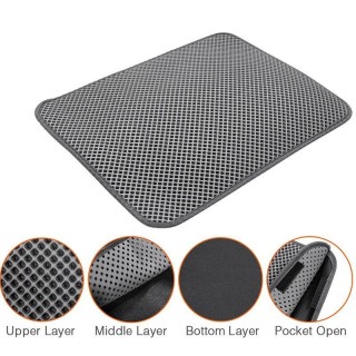 Doppelschicht-Katzenstreumatte, Fangmatte, wasserdicht, Eva, waschbar, Teppich, Kucing 30*45cm schwarz