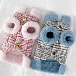 Warme Winterjacke für Hunde aus Lammfleece, Hundekleidung für kleine Hunde, Fell-Traktionsgeschirr, Baumwolle, Haustier-Outfi