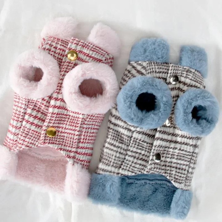 Warme Winterjacke für Hunde aus Lammfleece, Hundekleidung für kleine Hunde, Fell-Traktionsgeschirr, Baumwolle, Haustier-Outfi