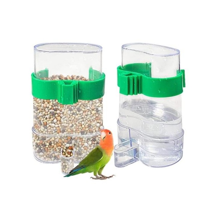 Automatischer Vogel-Wasserspender, Vogel-Trinkfutterspender, transparenter Vogelkäfig-Wasserbrunnen für Wellensittiche, Nymph