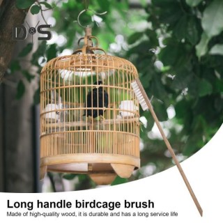 Vogelkäfigbürste mit langem Griff, Reinigungsbürste für Papageienkäfige aus Holz, Heimtierbedarf, Vogelausrüstungsreiniger fü