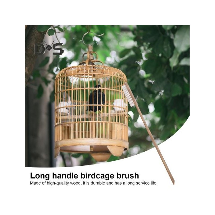 Vogelkäfigbürste mit langem Griff, Reinigungsbürste für Papageienkäfige aus Holz, Heimtierbedarf, Vogelausrüstungsreiniger fü