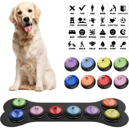 8-teiliges Sprechtastenset für Hunde zur Kommunikation, 30 Sekunden aufnehmbare Sprach-Summer-Trainingstasten für Haustiere,