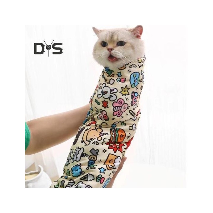 Selbsthaftender Pflegewickel für Katzen, Fesseltasche zum Reinigen und Schneiden von Katzenkrallen, Beruhigungswickel gegen B