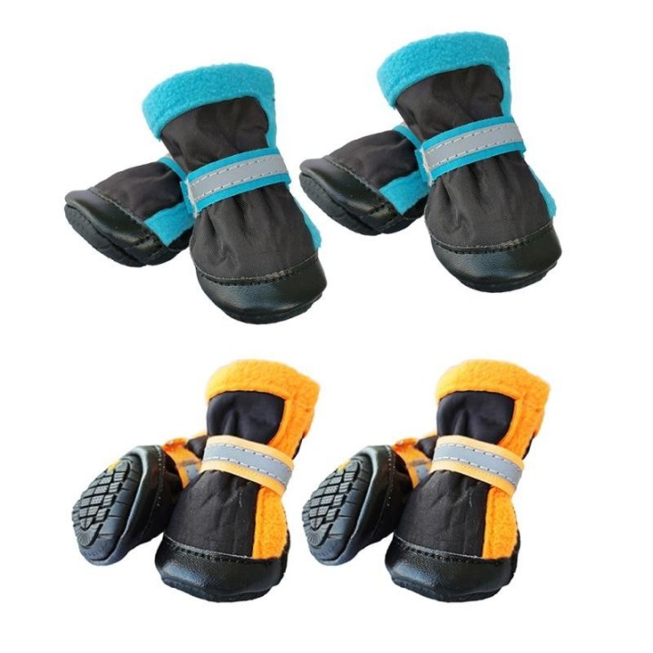 4 stücke Hund Stiefel Haustier Rutschfeste Schuhe Winter Warme Wasserdichte Reflektierende Welpen Pfotenschutz Booties Für Kl